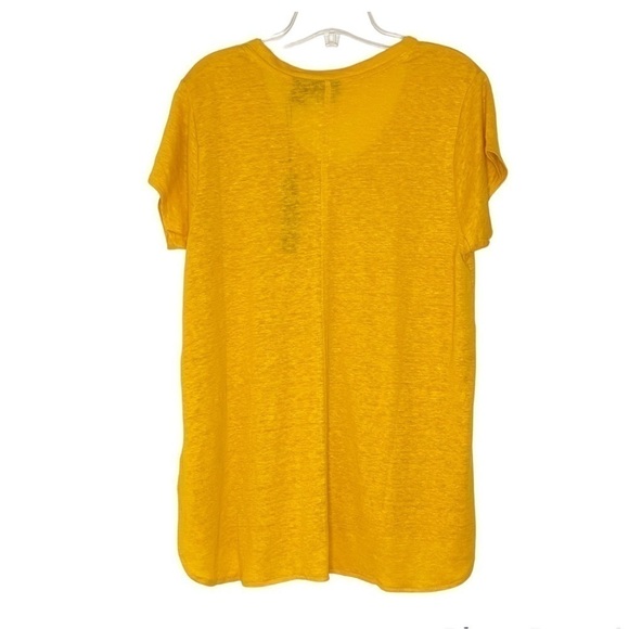 NEW Tahari Yellow Mustard Linen Top US L - Picture 2 of 7